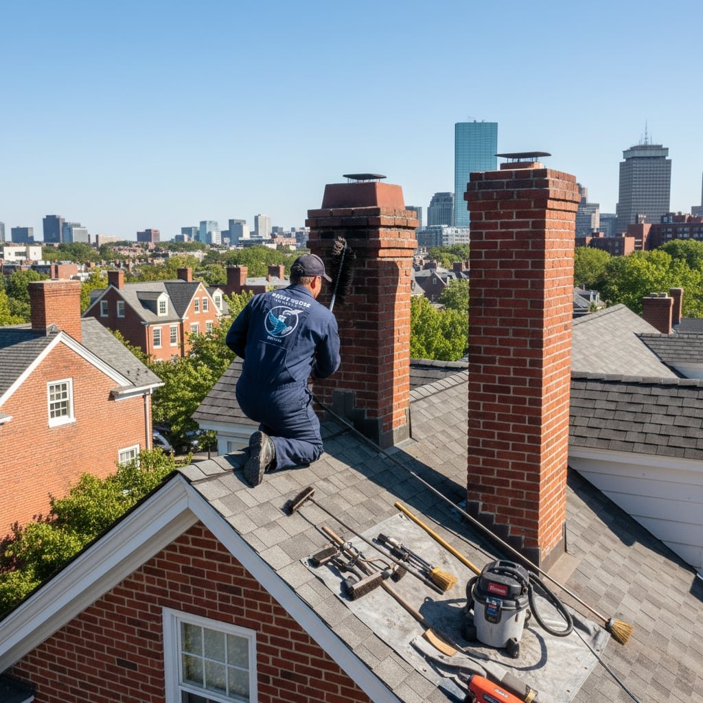 Swift Smoke Chimney Sweep team working on chimney